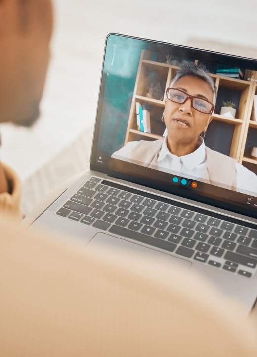 image of a video call with a therapist