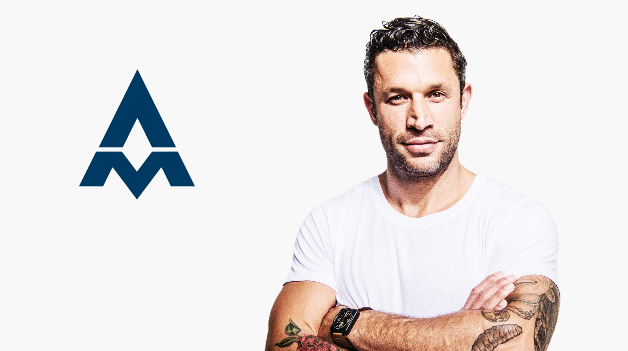 Aubrey logo alongside a white man